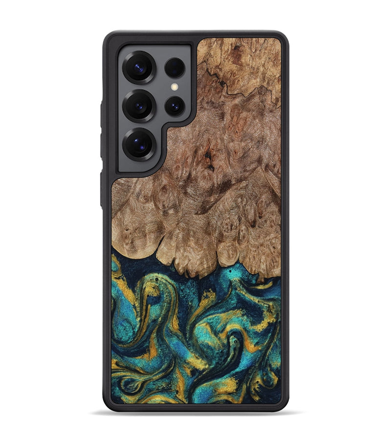 Galaxy S25 Ultra Wood Phone Case - Berry (Teal & Gold, 802991)