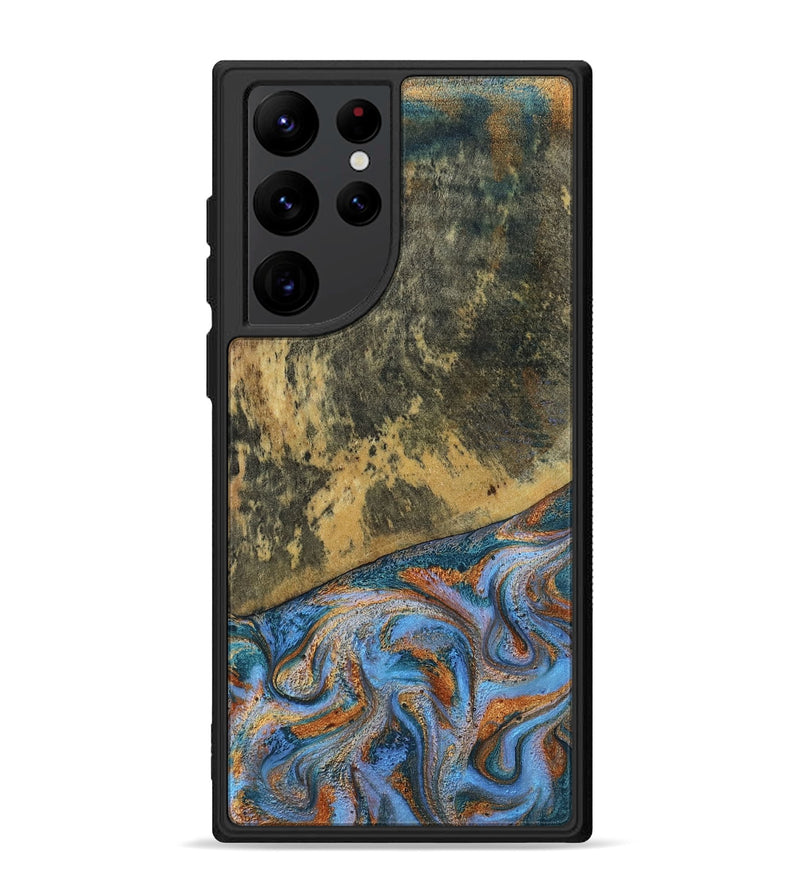 Galaxy S22 Ultra Wood Phone Case - Rey (Teal & Gold, 802995)