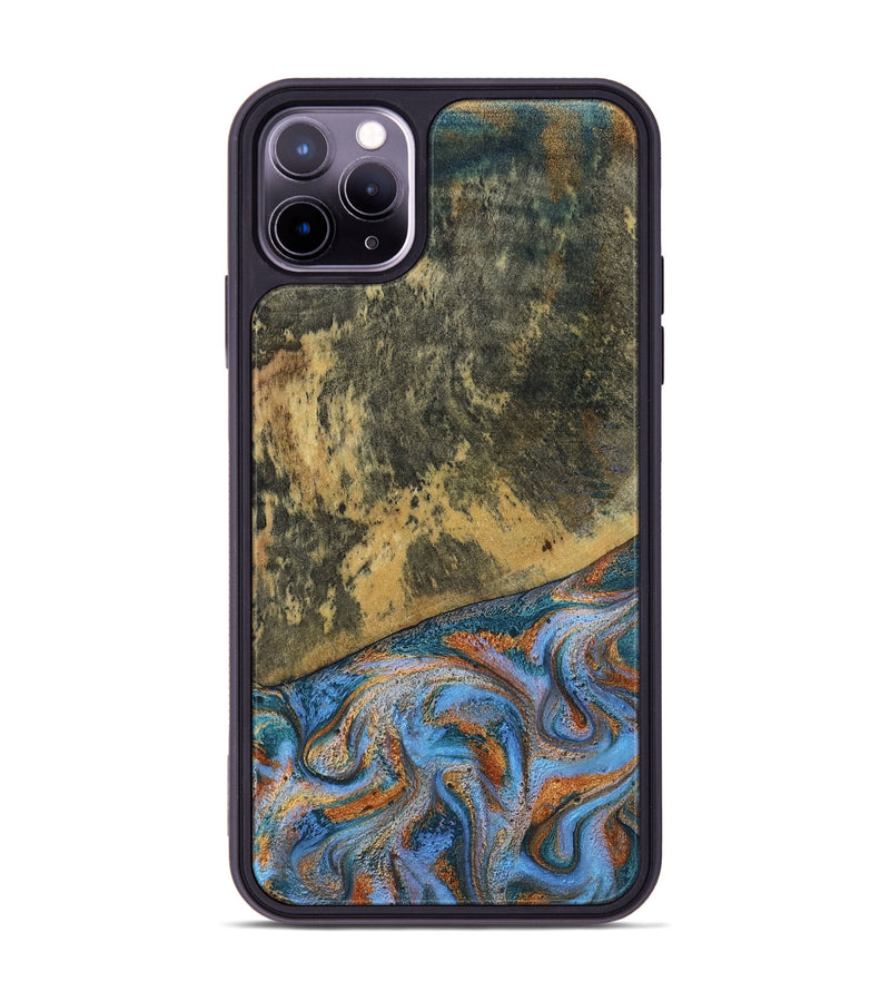 iPhone 11 Pro Max Wood Phone Case - Rey (Teal & Gold, 802995)