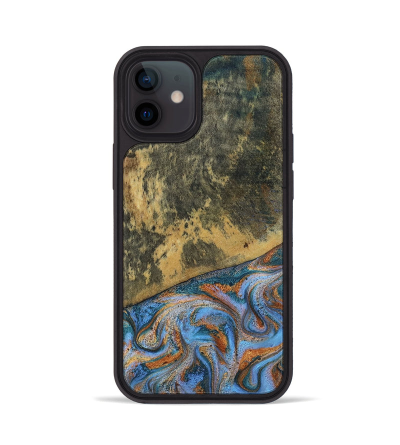 iPhone 12 Wood Phone Case - Rey (Teal & Gold, 802995)