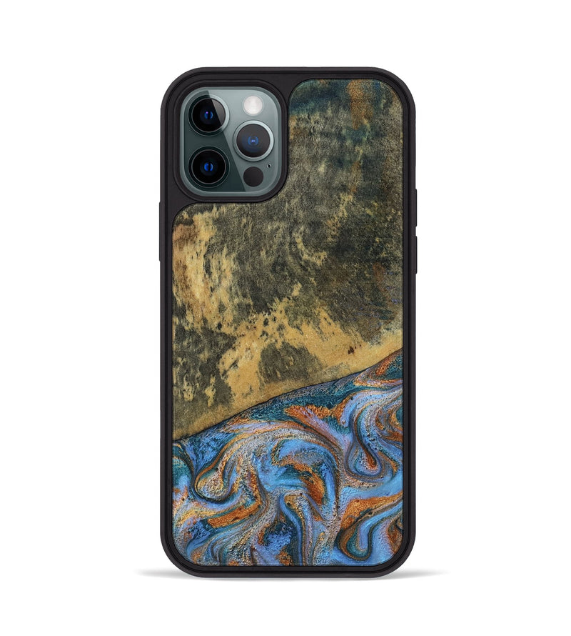 iPhone 12 Pro Wood Phone Case - Rey (Teal & Gold, 802995)