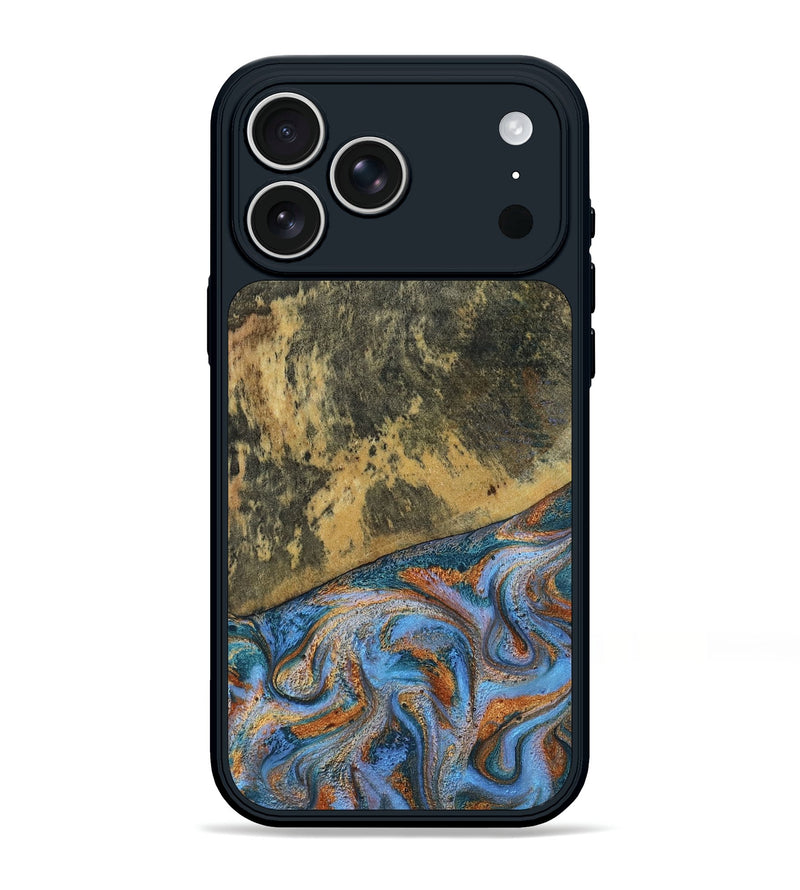 iPhone 17 Pro Max Wood Phone Case - Rey (Teal & Gold, 802995)