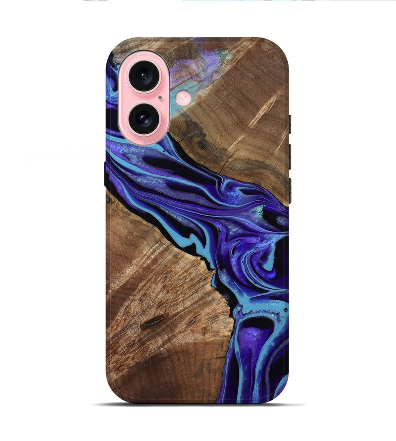 iPhone 16 Wood Live Edge Phone Case - Vilma (Purple, 803000)