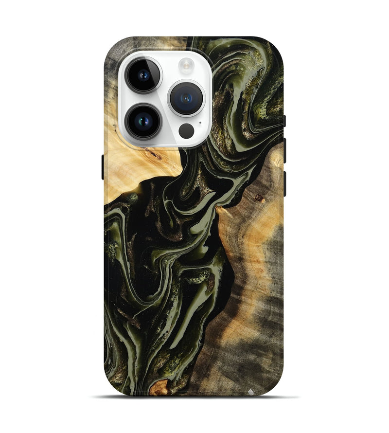iPhone 15 Pro Wood Live Edge Phone Case - Marla (Green, 803002)