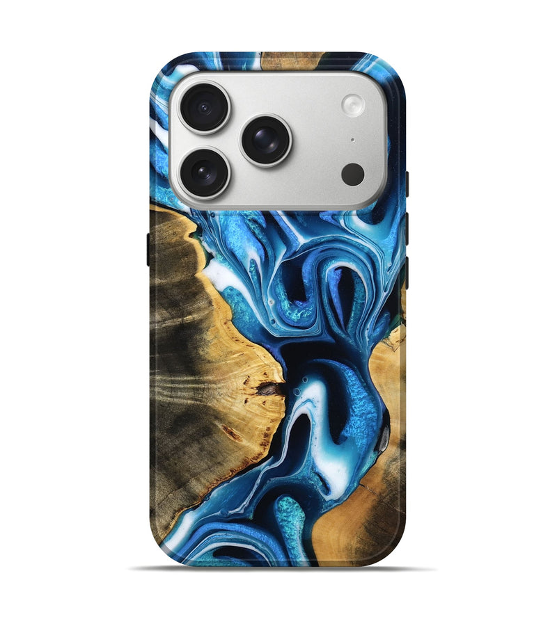 iPhone 17 Pro Wood Live Edge Phone Case - Cher (Blue, 803013)
