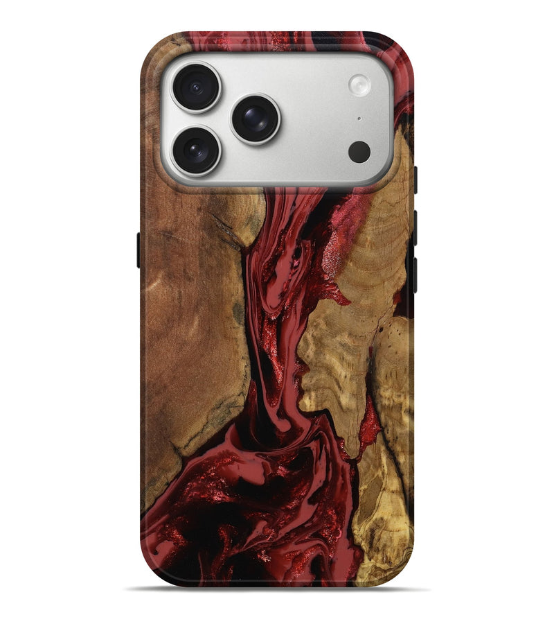 iPhone 17 Pro Max Wood Live Edge Phone Case - Hollie (Red, 803015)
