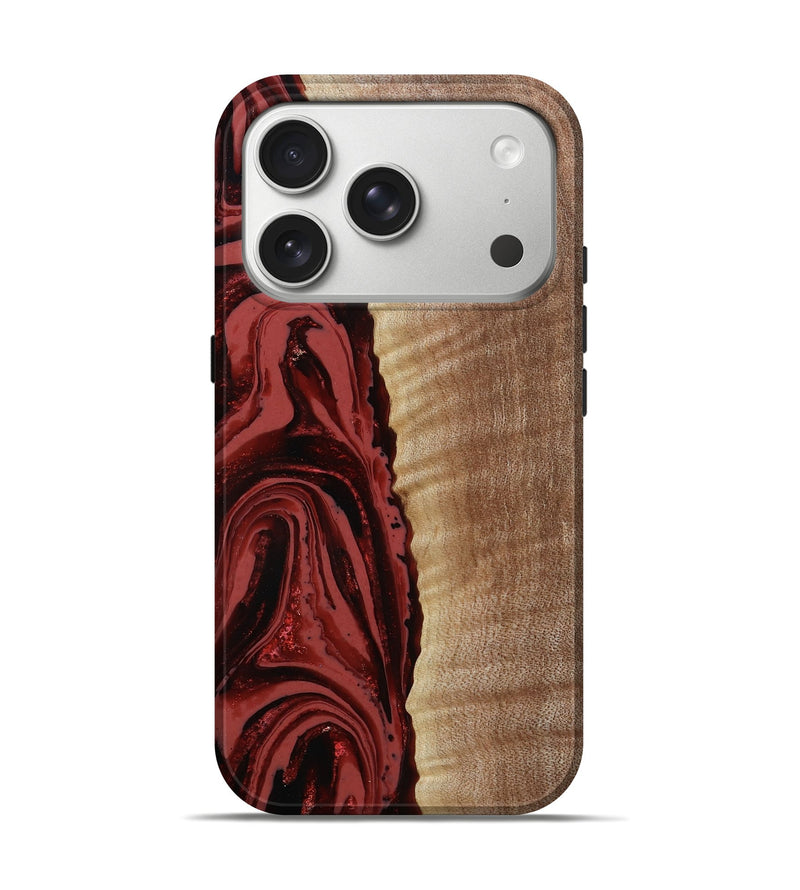 iPhone 17 Pro Wood Live Edge Phone Case - Raheem (Red, 803019)
