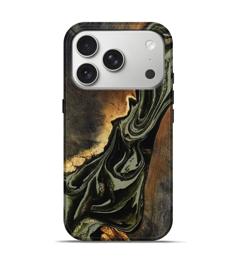 iPhone 17 Pro Wood Live Edge Phone Case - Kendra (Green, 803023)