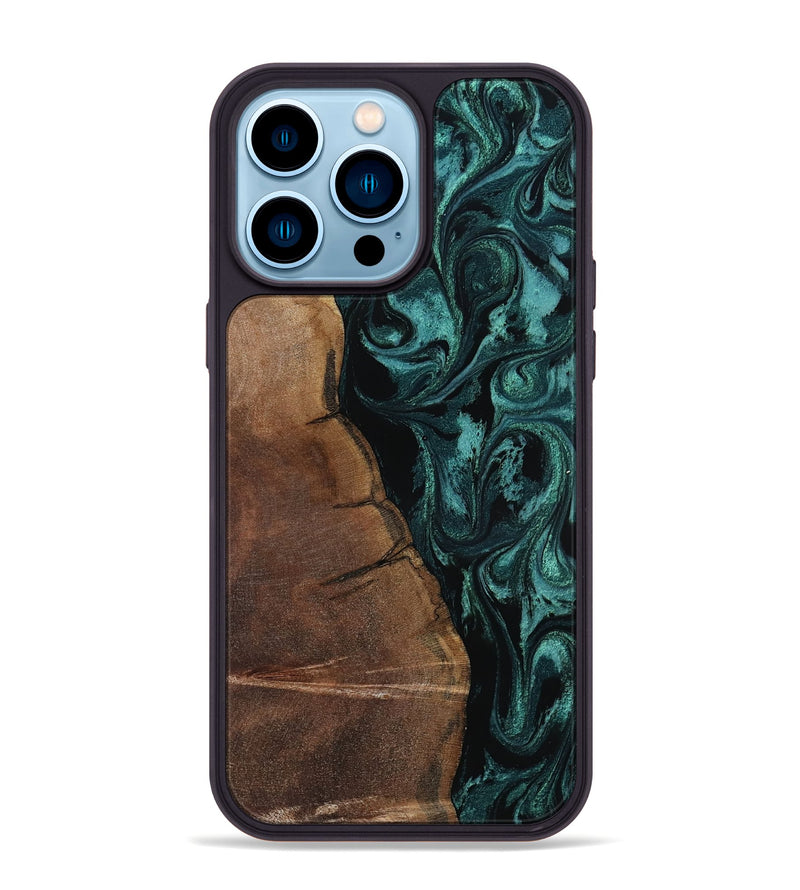 iPhone 14 Pro Max Wood Phone Case - Lilla (Green, 803153)