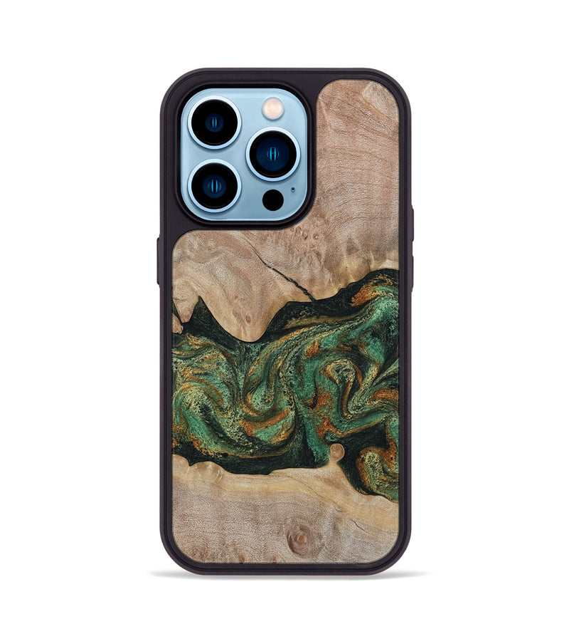 iPhone 14 Pro Wood Phone Case - Ethel (Green, 803159)