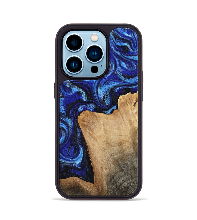 iPhone 14 Pro Wood Phone Case - Landyn (Blue, 803176)