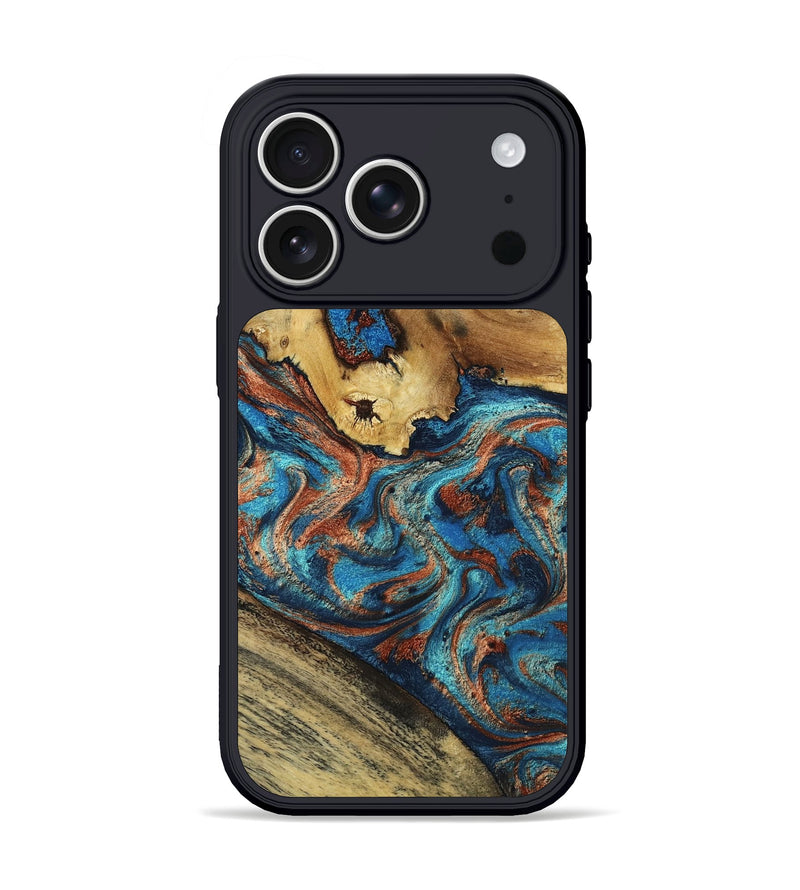iPhone 17 Pro Wood Phone Case - Kent (Teal & Gold, 803226)