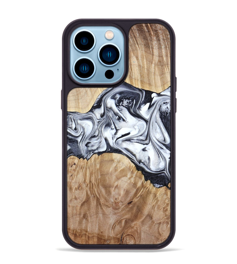 iPhone 14 Pro Max Wood Phone Case - Haiden (Black & White, 803240)