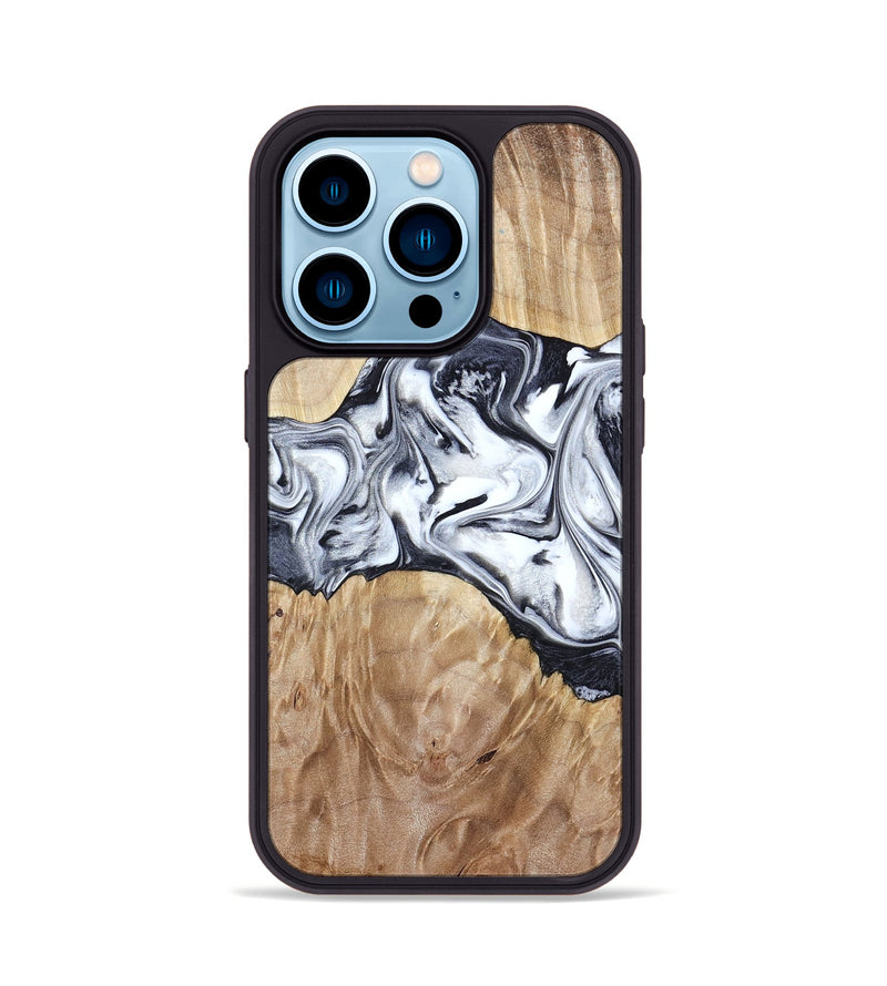 iPhone 14 Pro Wood Phone Case - Haiden (Black & White, 803240)