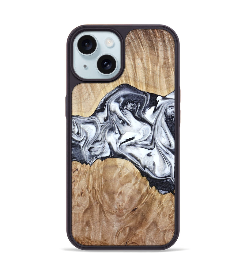 iPhone 15 Wood Phone Case - Haiden (Black & White, 803240)