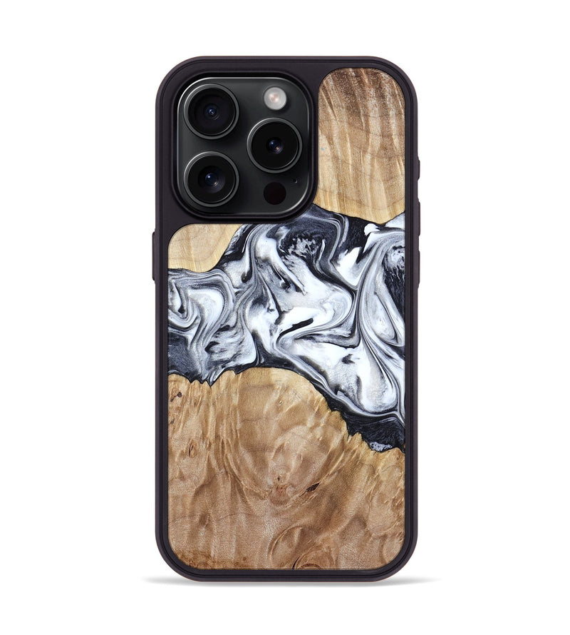 iPhone 15 Pro Wood Phone Case - Haiden (Black & White, 803240)