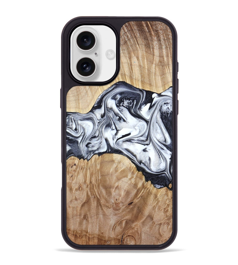 iPhone 16 Plus Wood Phone Case - Haiden (Black & White, 803240)