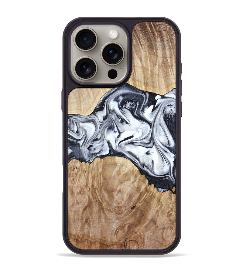 iPhone 16 Pro Max Wood Phone Case - Haiden (Black & White, 803240)