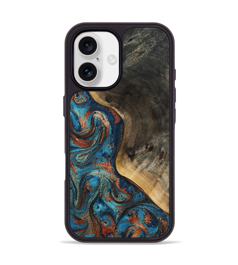 iPhone 17 Wood Phone Case - Justine (Teal & Gold, 803259)