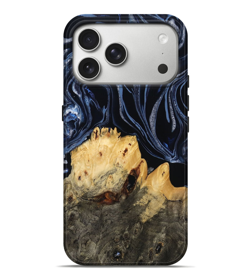 iPhone 17 Pro Max Wood Live Edge Phone Case - Ingrid (Blue, 803262)