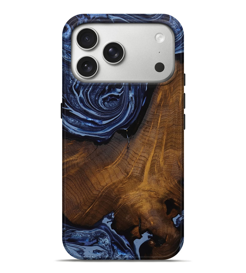 iPhone 17 Pro Max Wood Live Edge Phone Case - Candida (Blue, 803265)