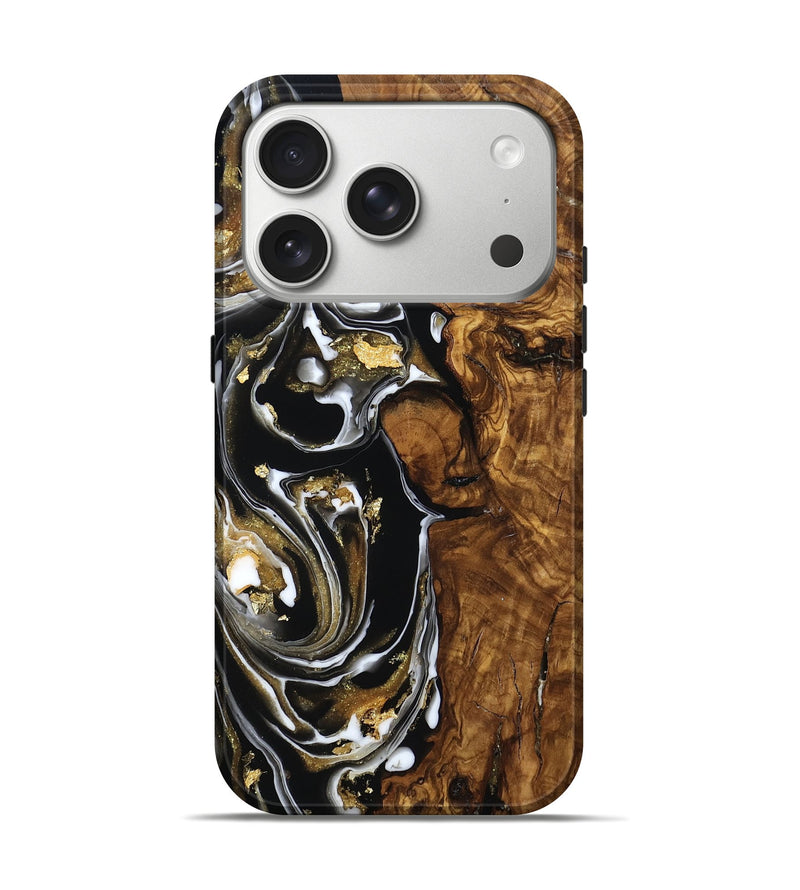 iPhone 17 Pro Wood Live Edge Phone Case - Alvah (Black & White, 803271)
