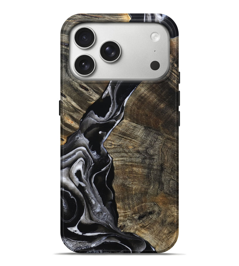 iPhone 17 Pro Max Wood Live Edge Phone Case - Cortney (Black & White, 803272)