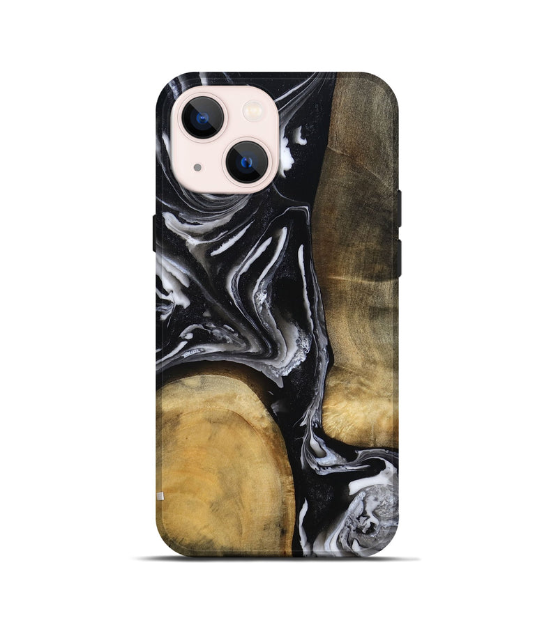 iPhone 13 mini Wood Live Edge Phone Case - Rayne (Black & White, 803274)