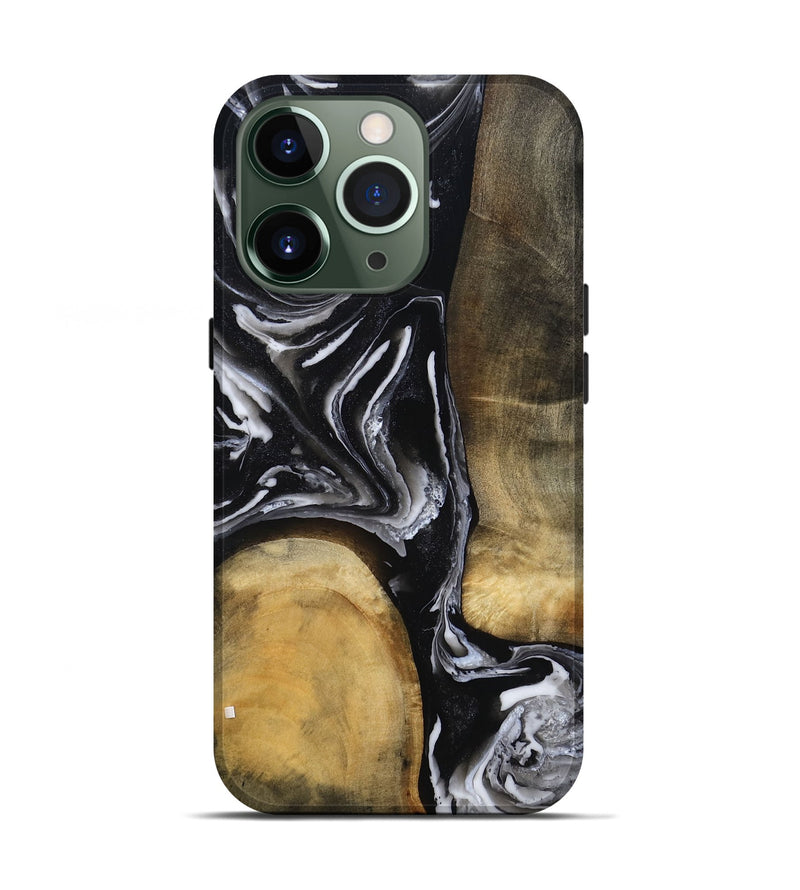 iPhone 13 Pro Wood Live Edge Phone Case - Rayne (Black & White, 803274)