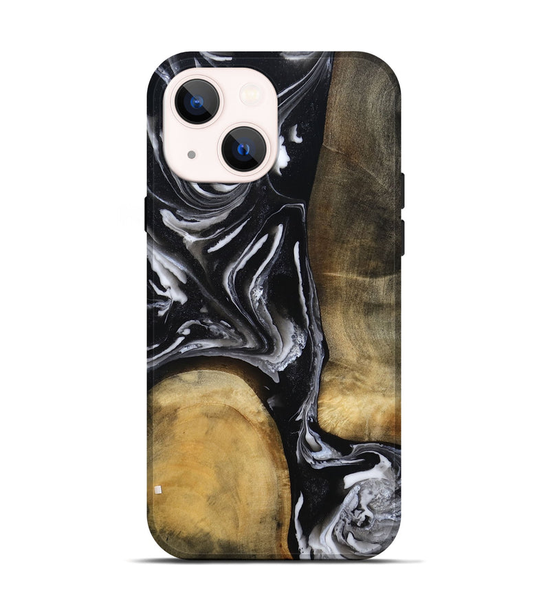 iPhone 14 Wood Live Edge Phone Case - Rayne (Black & White, 803274)