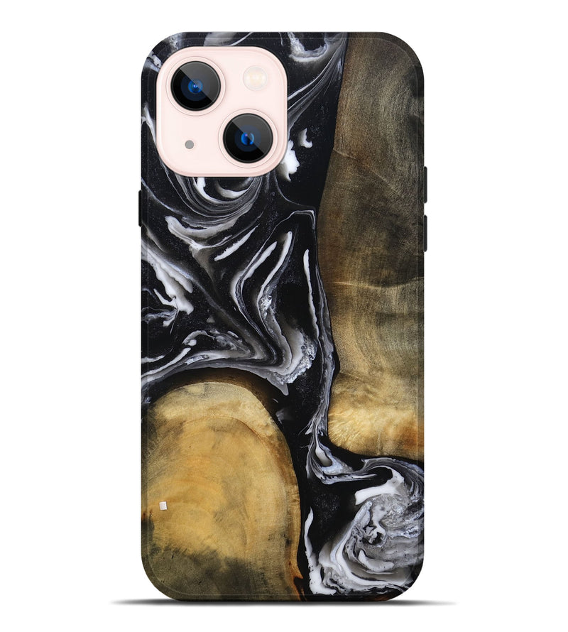 iPhone 14 Plus Wood Live Edge Phone Case - Rayne (Black & White, 803274)