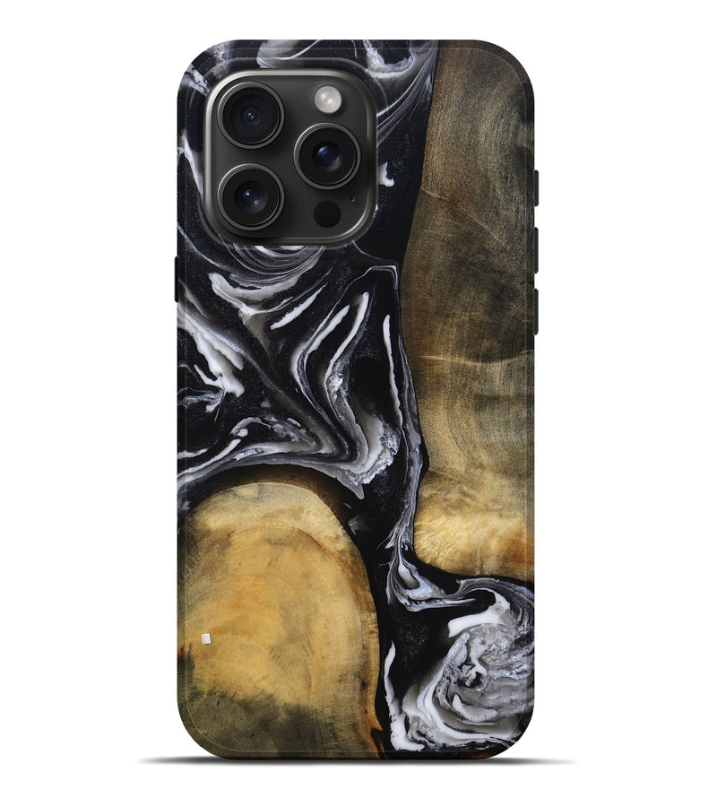 iPhone 16 Pro Max Wood Live Edge Phone Case - Rayne (Black & White, 803274)