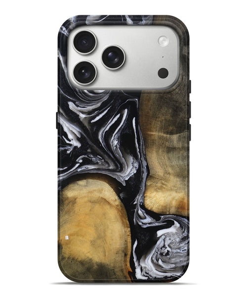 iPhone 17 Pro Max Wood Live Edge Phone Case - Rayne (Black & White, 803274)