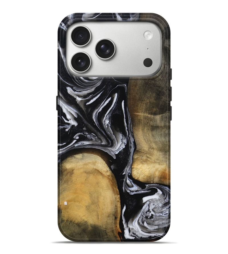 iPhone 17 Pro Max Wood Live Edge Phone Case - Rayne (Black & White, 803274)