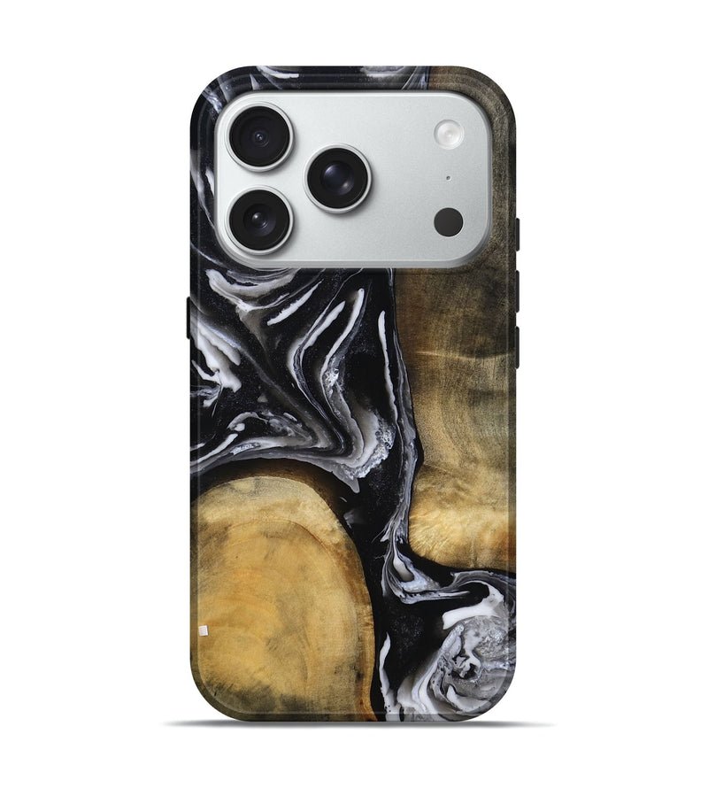 iPhone 18 Pro Wood Live Edge Phone Case - Rayne (Black & White, 803274)
