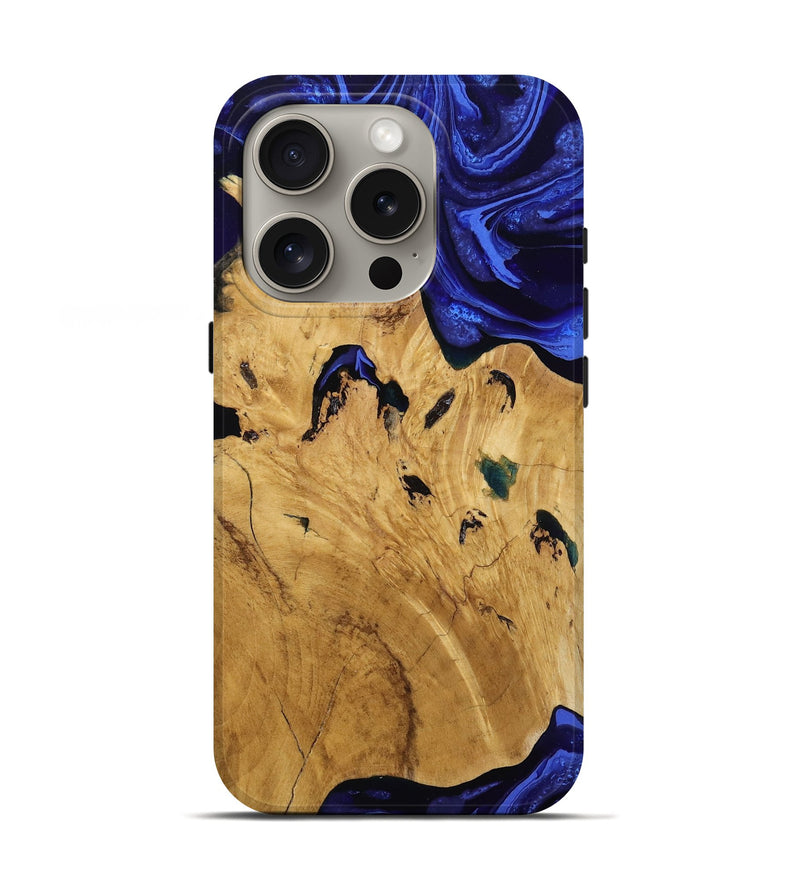 iPhone 16 Pro Wood Live Edge Phone Case - Rudolph (Blue, 803295)