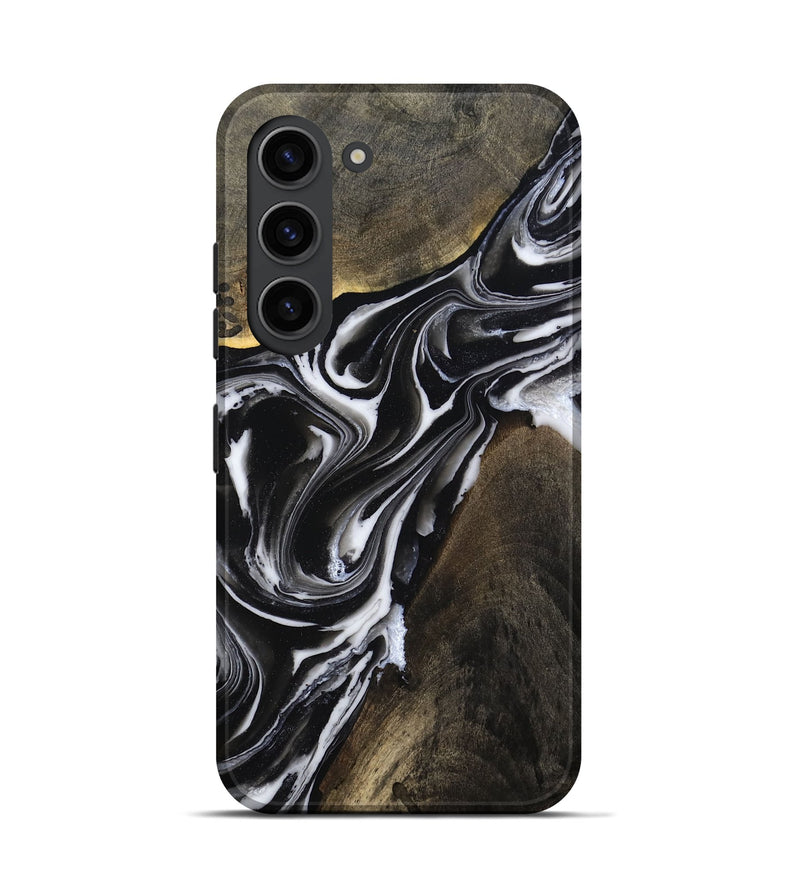 Galaxy S23 Wood Live Edge Phone Case - Ares (Black & White, 803297)