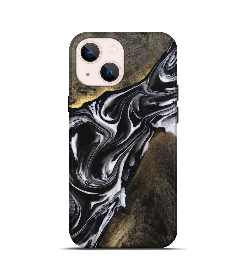iPhone 13 mini Wood Live Edge Phone Case - Ares (Black & White, 803297)