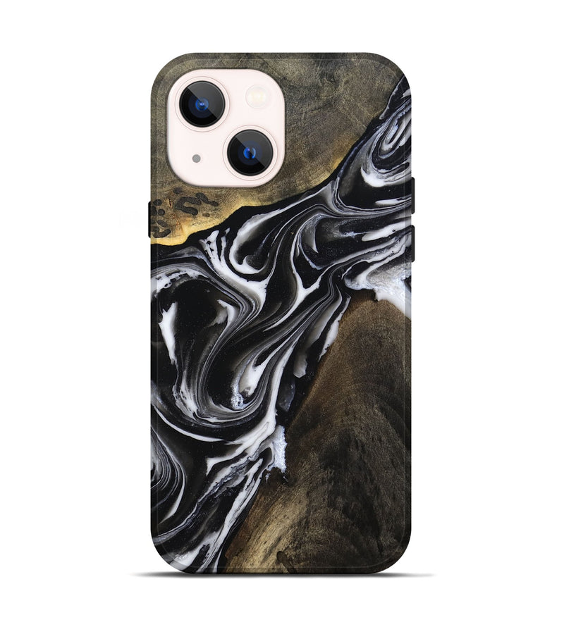 iPhone 14 Wood Live Edge Phone Case - Ares (Black & White, 803297)