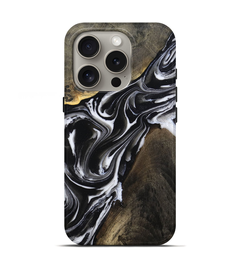 iPhone 16 Pro Wood Live Edge Phone Case - Ares (Black & White, 803297)