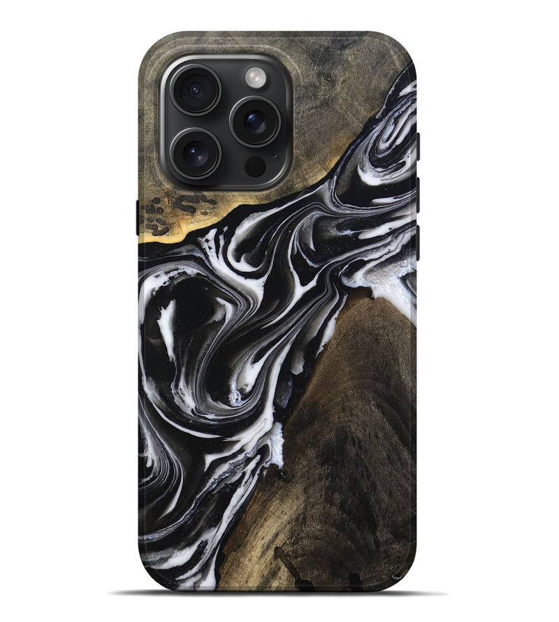 iPhone 16 Pro Max Wood Live Edge Phone Case - Ares (Black & White, 803297)