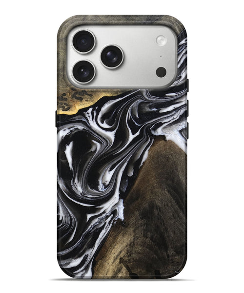 iPhone 17 Pro Max Wood Live Edge Phone Case - Ares (Black & White, 803297)