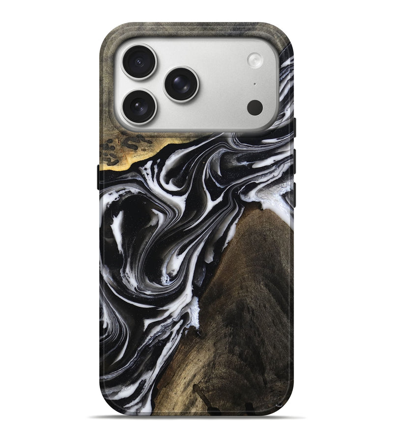 iPhone 17 Pro Max Wood Live Edge Phone Case - Ares (Black & White, 803297)