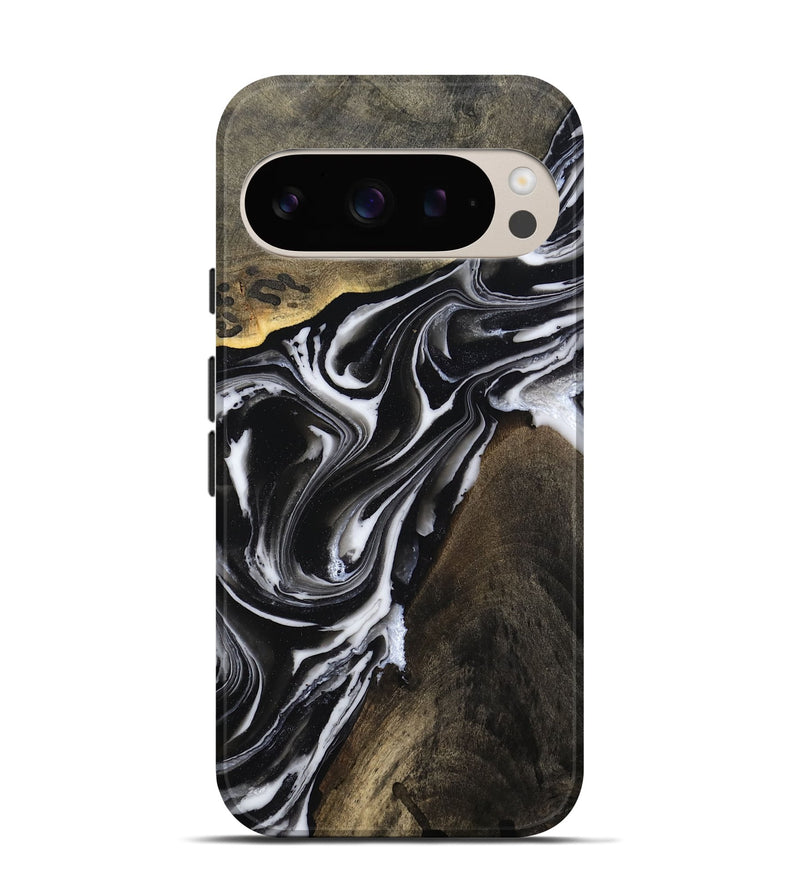 Pixel 9 Pro Wood Live Edge Phone Case - Ares (Black & White, 803297)