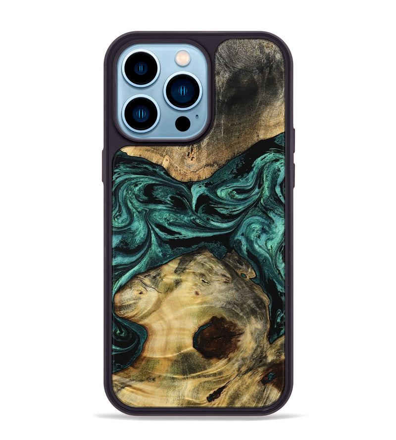 iPhone 14 Pro Max Wood Phone Case - Larkin (Green, 803303)