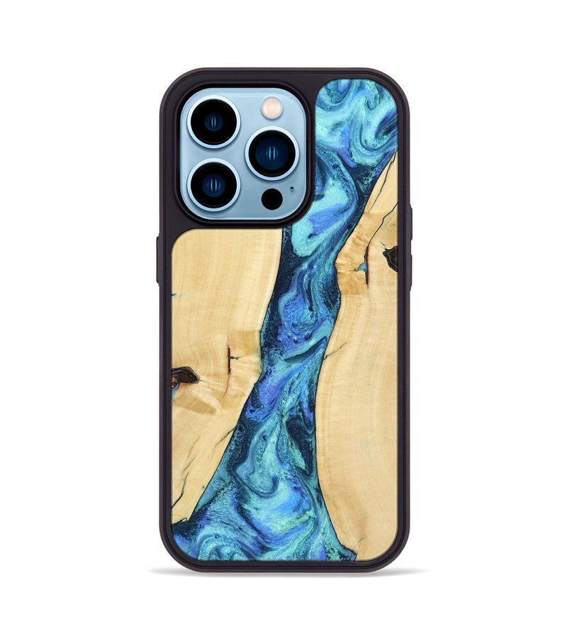 iPhone 14 Pro Wood Phone Case - Meadow (Blue, 803328)