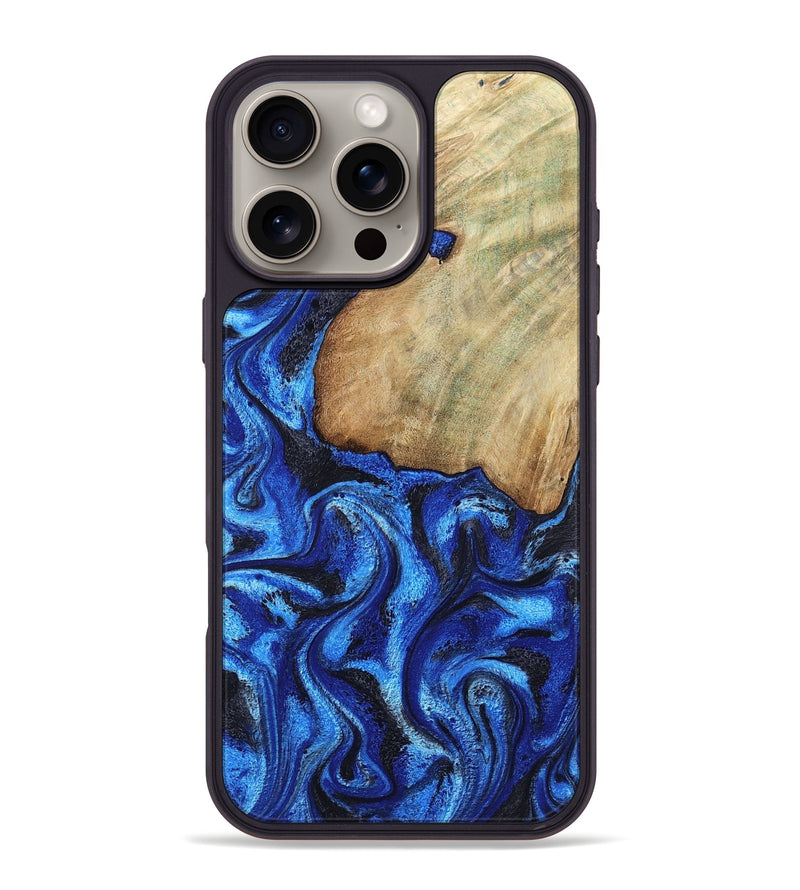iPhone 16 Pro Max Wood Phone Case - Bryon (Blue, 803334)