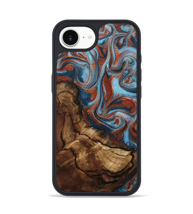 iPhone 16e Wood Phone Case - Gino (Teal & Gold, 803400)