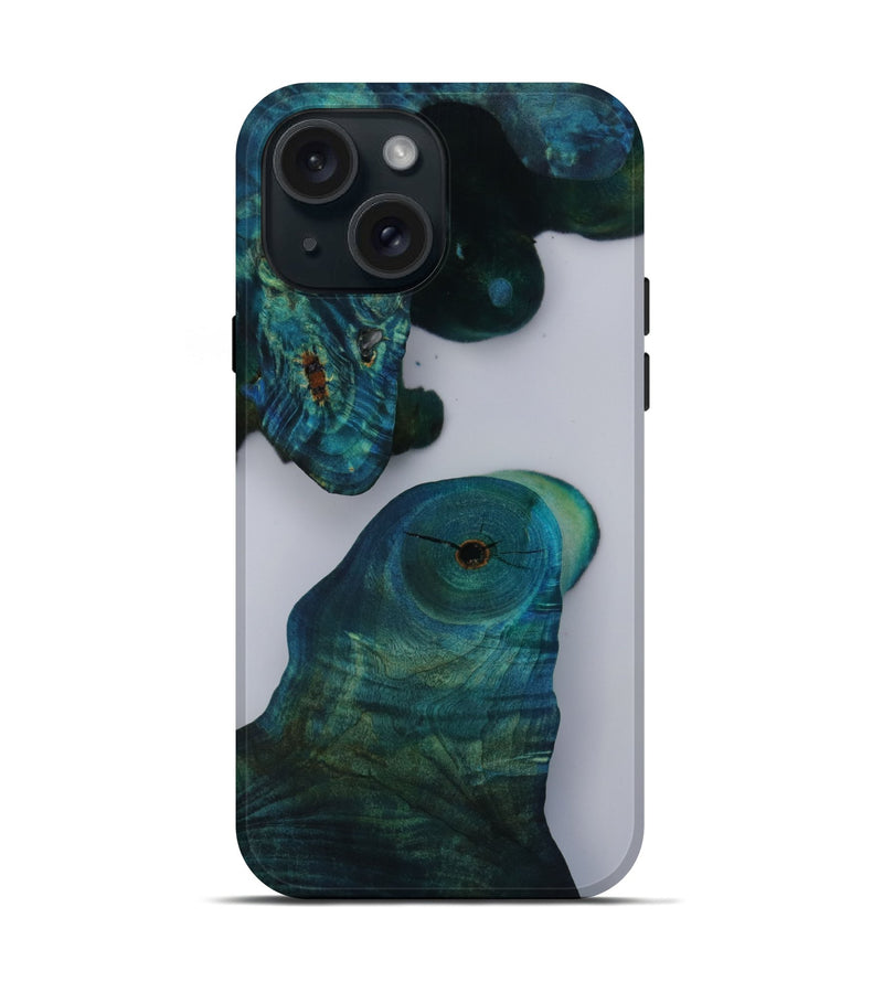 iPhone 15 Wood Live Edge Phone Case - Aurora (Clear, 803422)