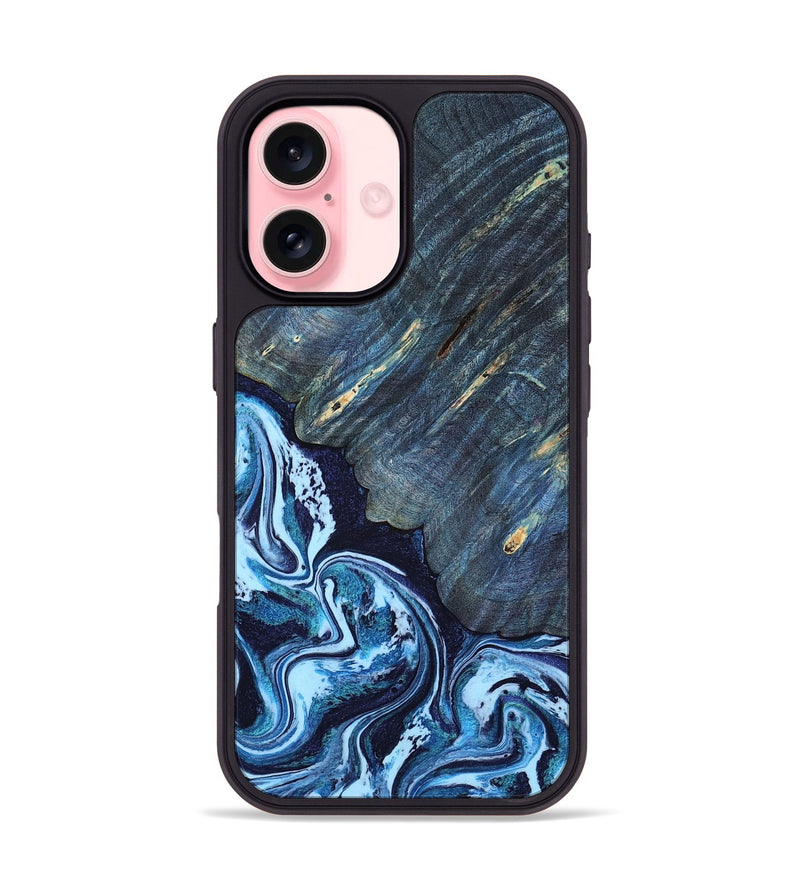 iPhone 16 Wood Phone Case - Aron (Blue, 803455)